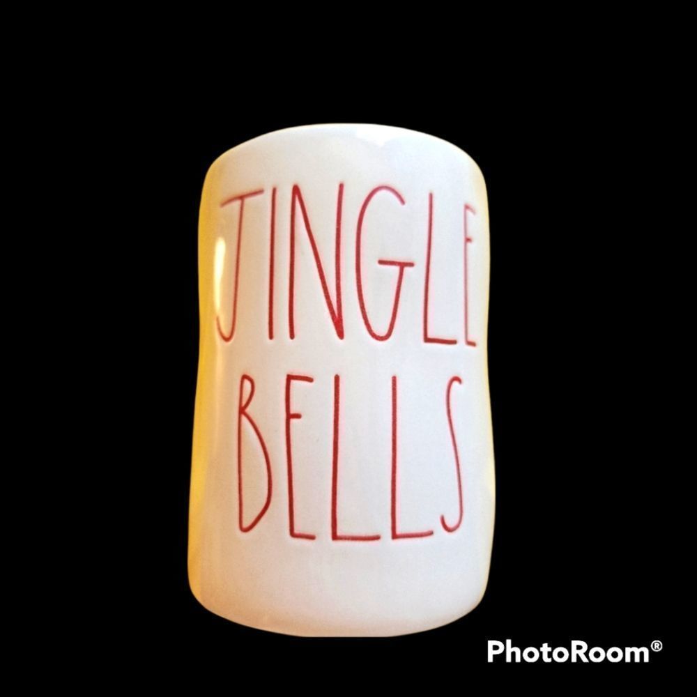 Rae Dunn Jingle Bells White Pottery Evergreen Mistletoe New